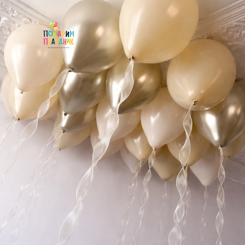 20 шаров на кремовой органзе