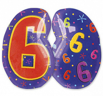 Цифра 6 гелиевая "Мультиколор"