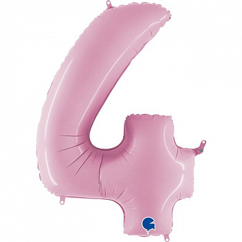 Цифра 4 "Нежно-розовая" гелиевая