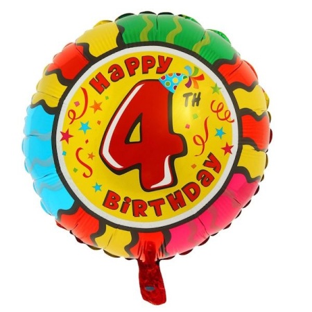 Цифра 4 гелиевая круглая