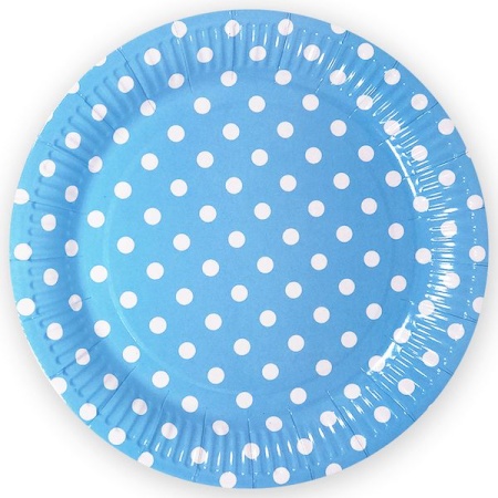 Тарелки голубые, Точки уп/6 шт, 23 см (остаток 2 уп)