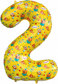 Цифра 2 "Три кота" гелиевая