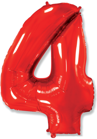 Цифра 4 "Красная" гелиевая