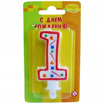 Свеча-цифра "1" Красная