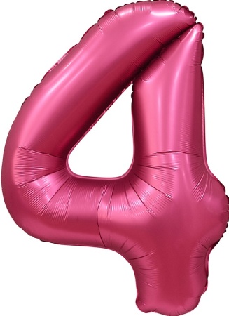 Цифра 4 "Бордовый сатин" гелиевая