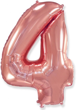 Цифра 4 "Розовое золото" гелиевая
