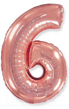 Цифра 6 "Розовое золото" гелиевая