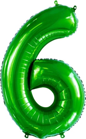 Цифра 6 "Зелёная" гелиевая