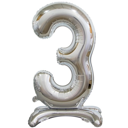 Цифра 3 Серебро на подставке