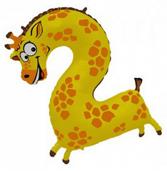 Цифра 2 "Жираф" гелиевая
