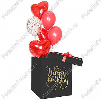 Коробка чёрная с сердцами