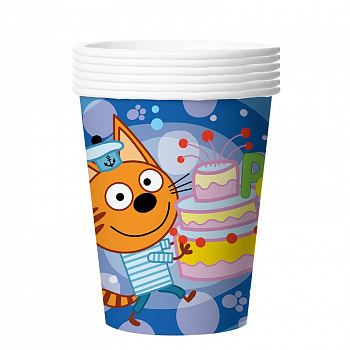 Стаканы синие Три Кота  уп/6 шт (остаток 1 уп)