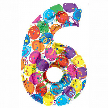 Цифра 6 "Шары" гелиевая