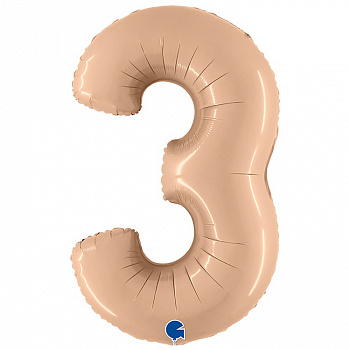 Цифра 3 "Сатин Nude" гелиевая