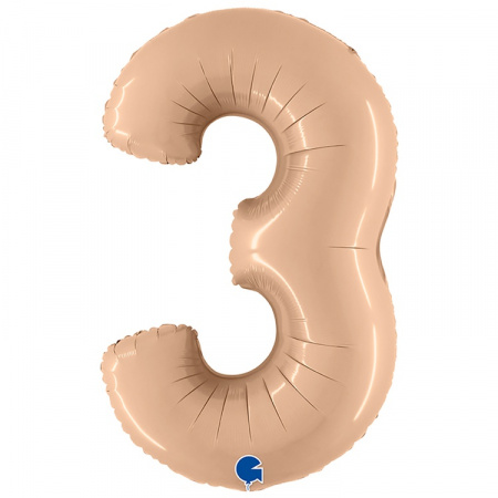 Цифра 3 "Сатин Nude" гелиевая