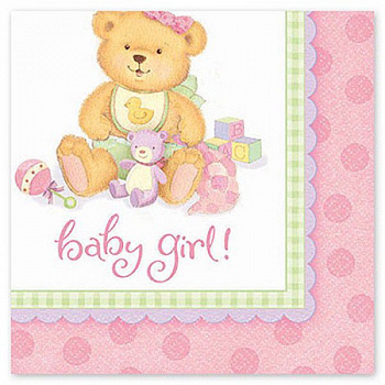 Салфетки Медвежонок девочка уп/16 шт, 33 см (остаток 1 уп)