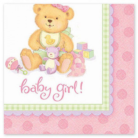 Салфетки Медвежонок девочка уп/16 шт, 33 см (остаток 1 уп)