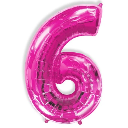 Цифра 6 "Фуксия" гелиевая