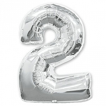 Цифра 2 "Серебро" гелиевая