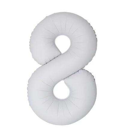 Цифра 8 "Белая матовая" гелиевая, Slim