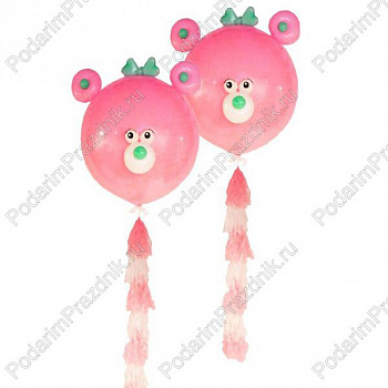 Большой шар "Мишка для девочки" с тассел-гирляндой (цена за 1 шт)