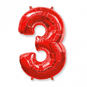 Цифра 3 "Красная" гелиевая
