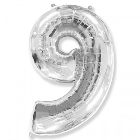 Цифра 9 "Серебро" гелиевая