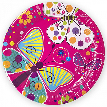 Тарелки, Бабочки уп/6 шт, 23 см (остаток 2 уп)