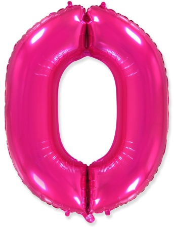 Цифра 0 "Фуксия" гелиевая