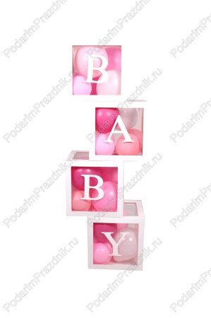 Коробки-кубики с шариками и надписью BABY