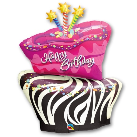 Торт полосатый Happy Birthday