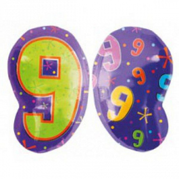 Цифра 9 гелиевая "Мультиколор"