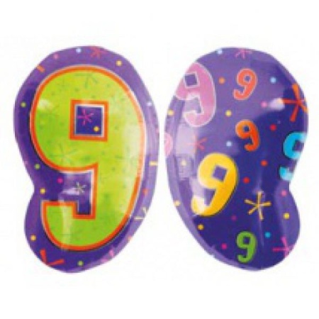 Цифра 9 гелиевая "Мультиколор"