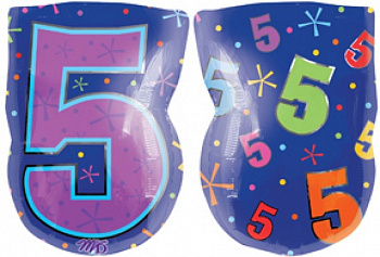 Цифра 5 гелиевая "Мультиколор"