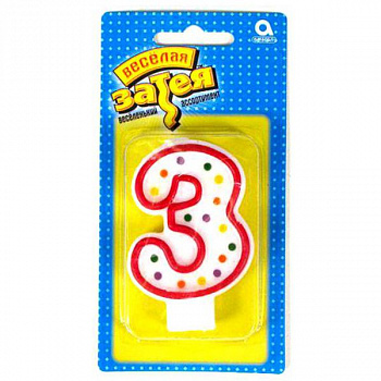 Свеча-цифра "3" 7,6см