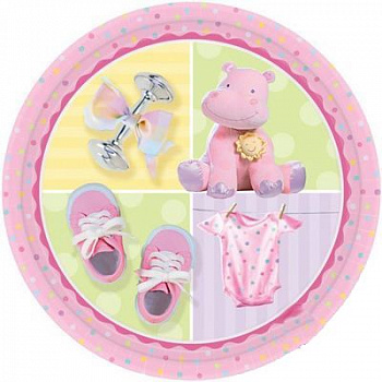 Тарелки Розовый бегемотик уп/8 шт, 23 см (остаток 2 уп)