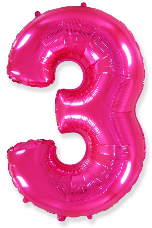 Цифра 3 "Фуксия" гелиевая