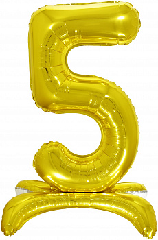 Цифра 5 Золото на подставке