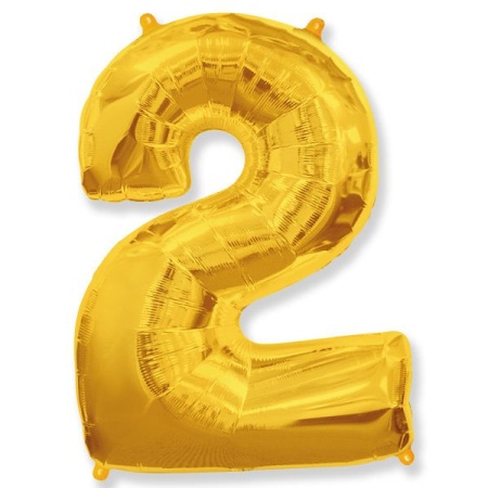 Цифра 2 "Золото" гелиевая