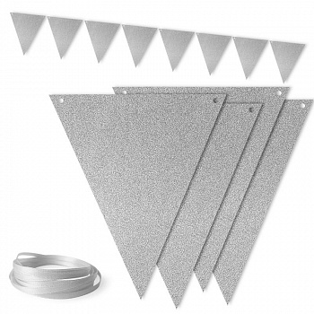 Гирлянда Флажки, Серебро с блестками (остаток 1 уп)