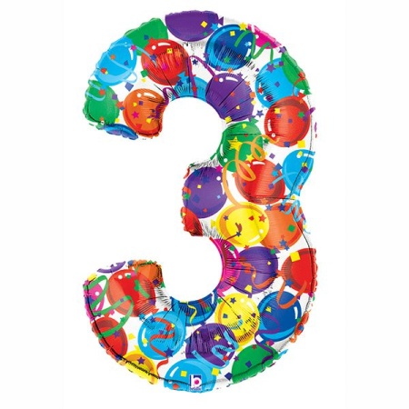 Цифра 3 Дизайнерская гелиевая