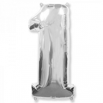 Цифра 1 "Серебро" гелиевая