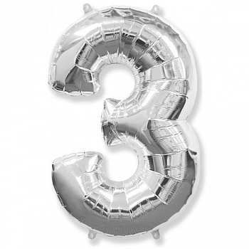 Цифра 3 "Серебро" гелиевая