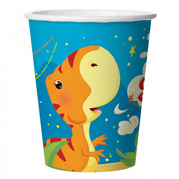 Стаканы С днём рождения! Динозаврики  уп/6 шт (остаток 1 уп)